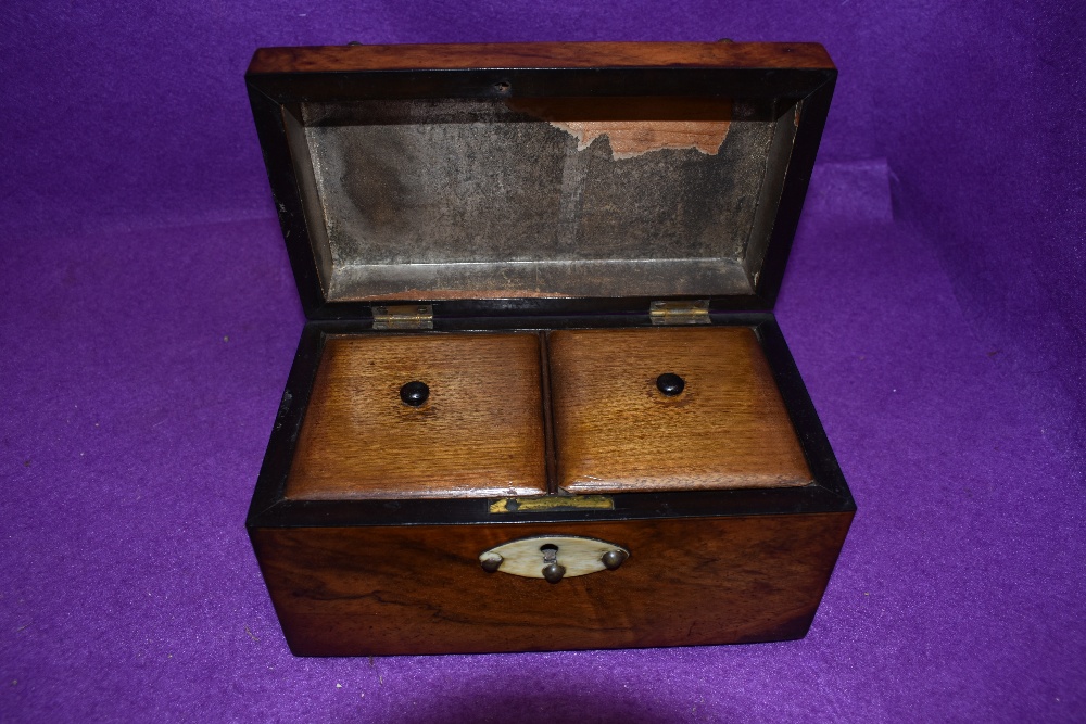 An antique mahogany cased with bone and brass stud detailing in the form of a treasure chest both - Image 2 of 2