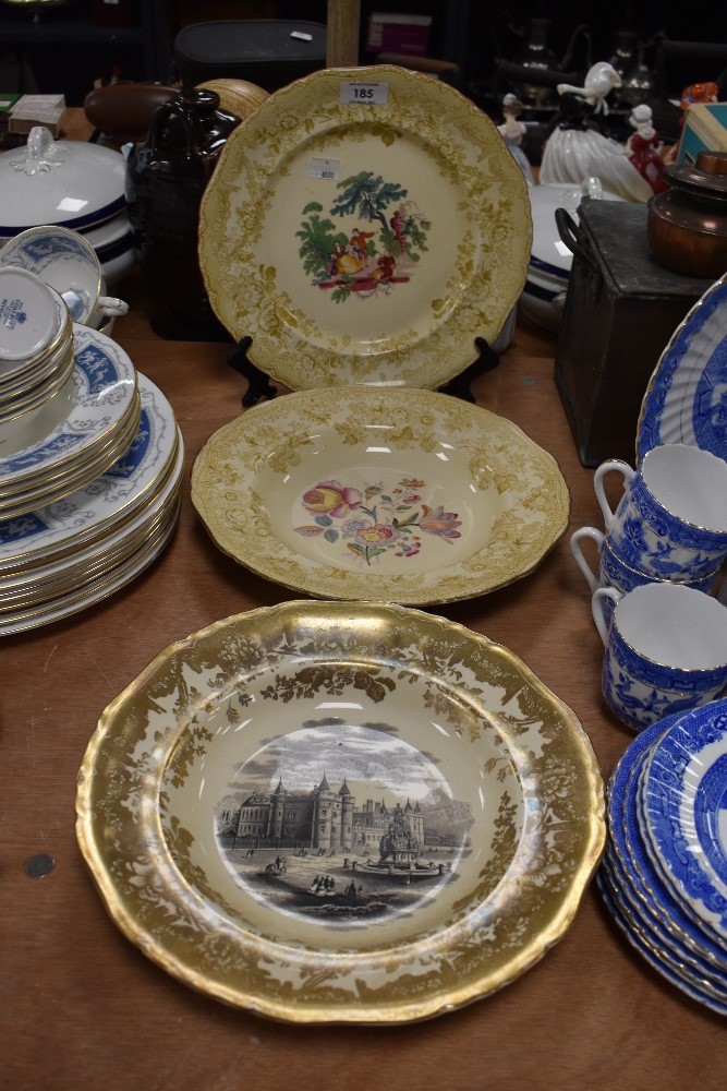 A selection of cabinet display plates by Masons hand painted transfer printed and similar