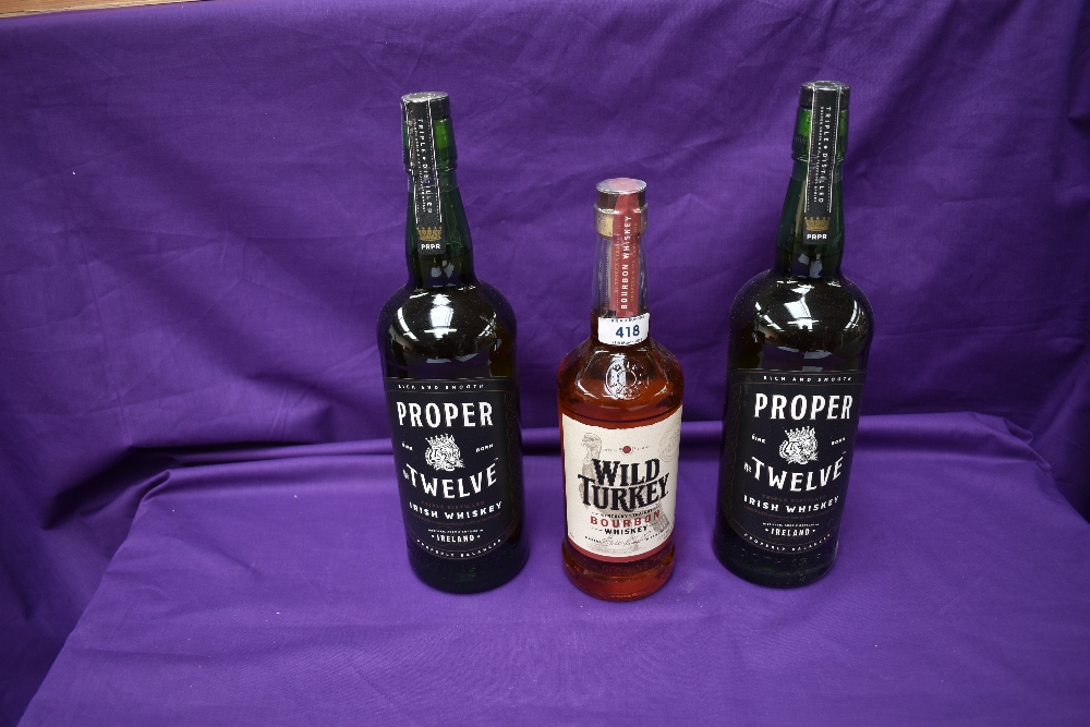 Two bottles of Triple Distilled Irish Proper No Twelve Whiskey, both 1000ml, 40Vol and a bottle of