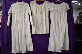 Three antique shifts /nightdresses, intricate lace work to some.
