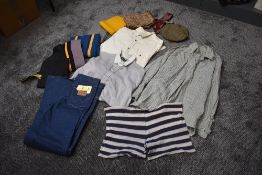 A mixed lot of mens vintage items including shirts, university scarves, Wrangler jeans and more.