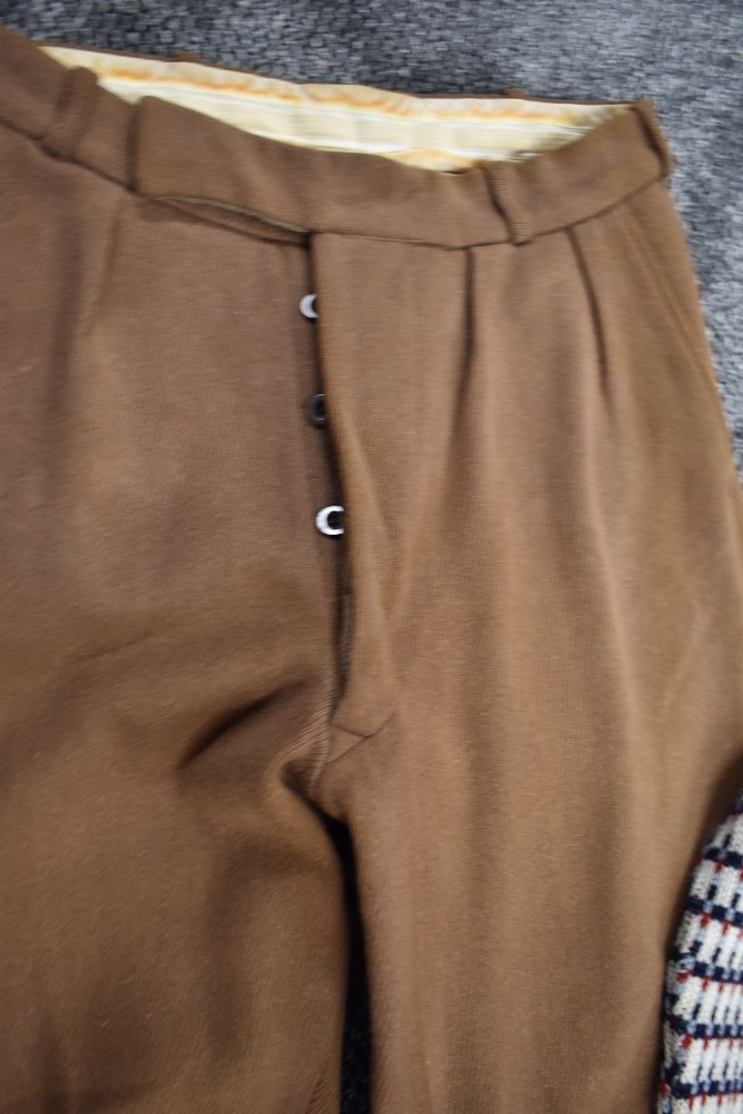 A pair of vintage 1950s gents button fly wool trousers in brown and a retro Laxey woolen mill - Image 2 of 3