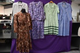 A mixed lot of vintage dresses and dress suits including Susan small, around 1960s to 70s.