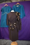 Two vintage ladies suits, one 1960s in teal comprising of dress and jacket by David Gibson, and