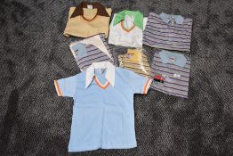 Seven 1970s boys striped polo tops/ sports shirts,some in original packaging, all however thought to