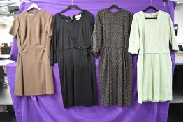 Four vintage 1960s dresses amongst which is a Gileric model green dress with matching belt.