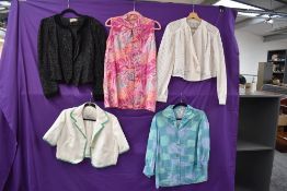 A collection of vintage blouses and a short jacket by Peter Barron, mixed eras, sizes and styles.