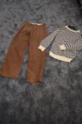 A pair of vintage 1950s gents button fly wool trousers in brown and a retro Laxey woolen mill