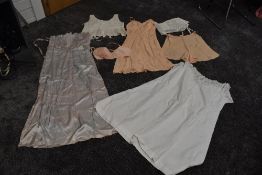 A collection of vintage lingerie including CC41 utility labelled nightdress, slip, knickers and bra,