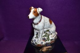 A Royal Crown Derby Paperweight Parson Jack Russell Terrier, boxed and with Gold stopper