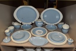 A mid century part tea and dinner service by Wedgewood in the Summer Sky design