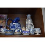 A selection of blue and white wear ceramics including Royal Doulton chintz tea cup