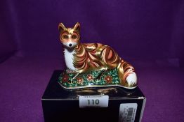 A Royal Crown Derby Paperweight Fox Cub, boxed and with Gold stopper