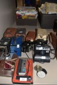 A selection of photographic equipment and cameras including Kodak and Instamaticq