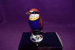 A Royal Crown Derby Paperweight Bee Eater, boxed and with Gold stopper