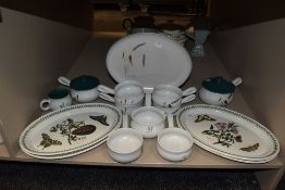 A selection of Denby Greenwheat kitchen wares and Portmeirion Botanic Garden chargers