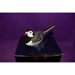 A Royal Crown Derby Paperweight Pied Wagtail, boxed with Gold Stopper