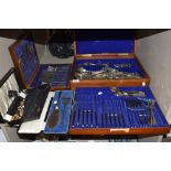 A good selection of boxed cased and loose table cutlery and flatware including Viners