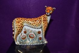 A Royal Crown Derby Paperweight Cheetah, boxed and with Gold stopper