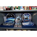 A selection of steam liner related items including Titanic and Concorde plane plate