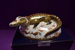 A Royal Crown Derby Paperweight Crocodile Exclusive Gold Signature edition for the Guild of China