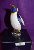 A Royal Crown Derby Paperweight Emperor Penguin, boxed and with Gold stopper