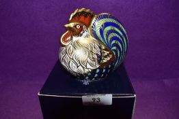 A Royal Crown Derby Paperweight Farmyard Cockerel limited edition 2034/5000, boxed and with Gold