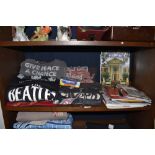 A selection of Beatles and Elvis memorabilia and ephemera including T shirts
