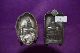 Two small pewter advertising change or pin dished for Preston jewellers Deansgate Bolton