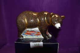 A Royal Crown Derby Paperweight Grizzly Bear, boxed and with Gold stopper