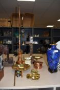 A selection of vintage metal ware and similar including horn,decorative items and match holder in