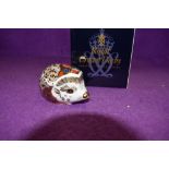 A Royal Crown Derby Paperweight Bramble Hedgehog, boxed with Gold Stopper
