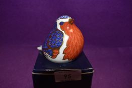 A Royal Crown Derby Paperweight Robin, boxed and with Gold stopper