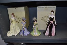 A selection of figurines by Coalport incluidng Beauty in Black and Susan