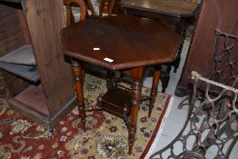 A late 19th or early 20th Century mahogany octagonal occasional table on turned frame with