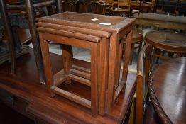 A small Oriental nest of three tables, top table approx. 36 x 20cm