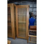 A modern golden oak glazed display cabinet, approx. W65cm D35cm H170cm