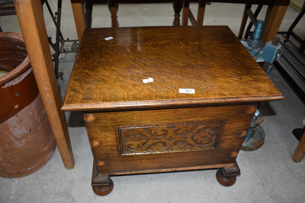 An early 20th Century oak box stool approx. 51 x 41cm