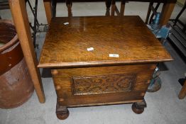 An early 20th Century oak box stool approx. 51 x 41cm