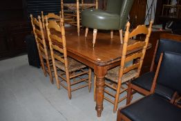 A traditional pine kitchen table in the Victorian style, approx. 188cm x 92cm