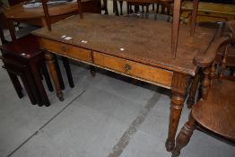 A 19th Century oak side table, drawer stamed faintly Gillow & Co , number L4819, handle missing to