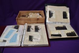 Two folders and a small box of Railway Related black & white post card and similar sized