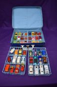 A Matchbox Carry case containing 48 Matchbox, Superfast, Hot Wheels, Corgi Junior Whizz Wheels,