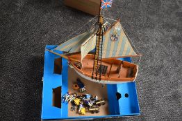 A 1990's Playmobile Naval Schooner Pirate Ship 3740, with box, not checked for completeness