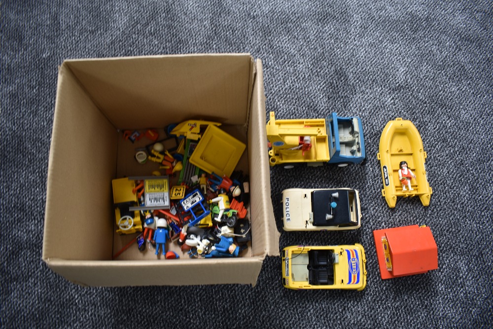 A selection of 1980's and later Geobra Playmobile Service and Rescue plastic accessories, figures