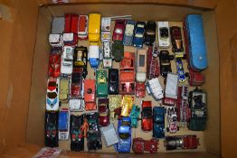 A large collection of play worn diecasts including Dinky, Corgi, Matchbox, Lesney, Britains,