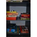 Two shelves of vintage Games including John Waddington Ltd Monopoly, Ariel Game Wembley, Denys