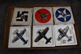 Three DiecaHobby (Japan) diecast Fighter Planes, Mitsubishi A6M5, one bomb attatched to plane, Mess