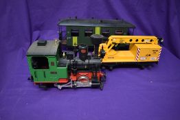 A LGB Lehmann Gross Bahn G scale , 0-4-0 Steam Locomotive 2774 along with a Matra Crane and a