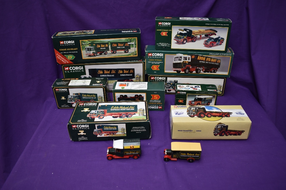 A collection of Corgi Eddie Stobart diecasts comprising boxed sets 07402, 11601, 1430318801,